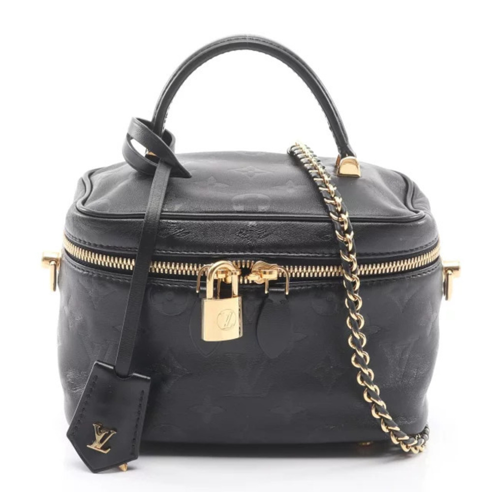 Louis Vuitton Vanity Handbag Leather Monogram Ink Black